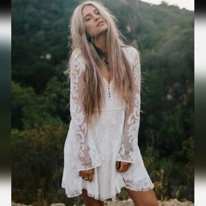 Free People Reign Over Me White Lace Mini Dress Size 4